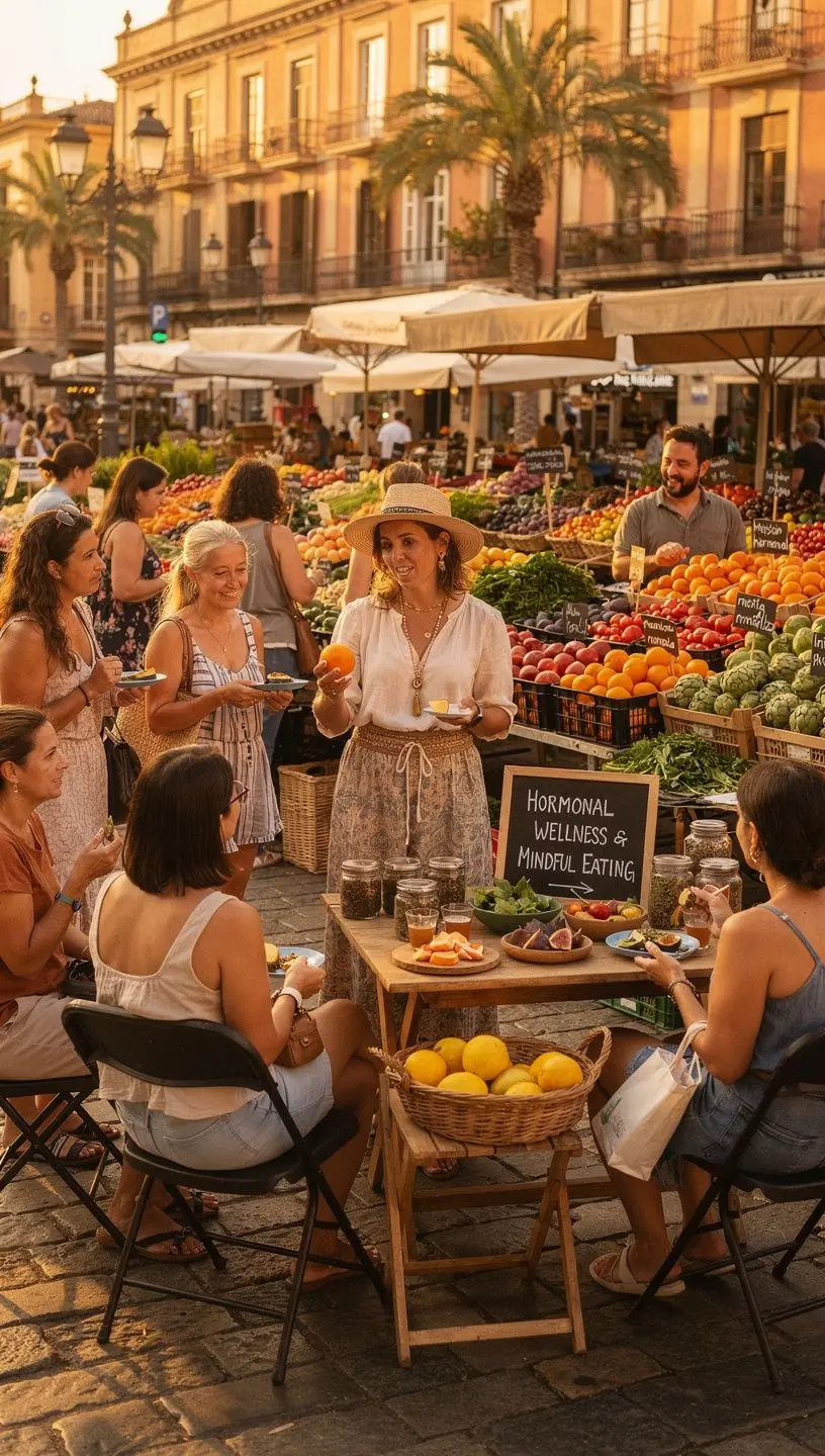 Mujer practicando yoga en un ambiente tranquilo, centrada en su equilibrio hormonal.